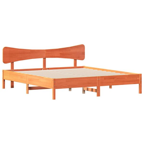 vidaXL Giroletto senza Materasso Marrone Cera 200x200 cm Legno di Pino
