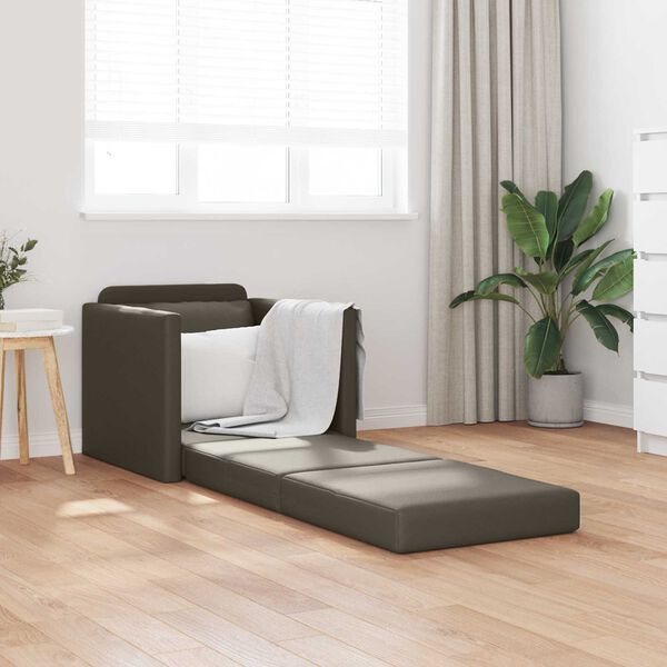 vidaXL Divano letto 60cm Grigio Pelle Artificiale