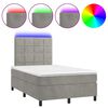 vidaXL Letto a Molle Materasso e LED Grigio Chiaro 120x190 cm Velluto
