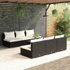 vidaXL Set Divani da Giardino 7 pz con Cuscini in Polyrattan Nero