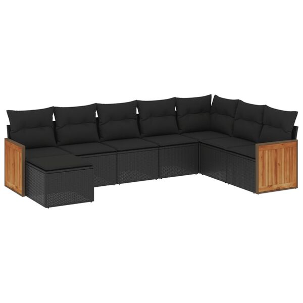 vidaXL Set Divani da Giardino con Cuscini 8 pz Nero in Polyrattan