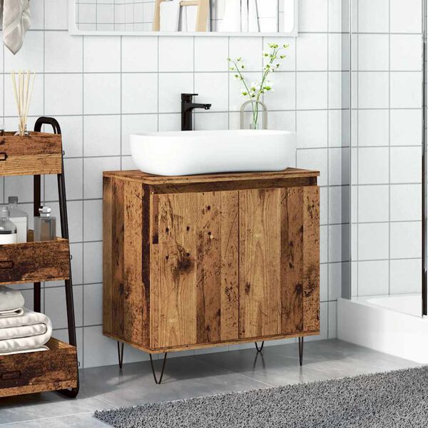 vidaXL Mobile da Bagno Legno Vecchio 58x33x60 cm in Truciolato