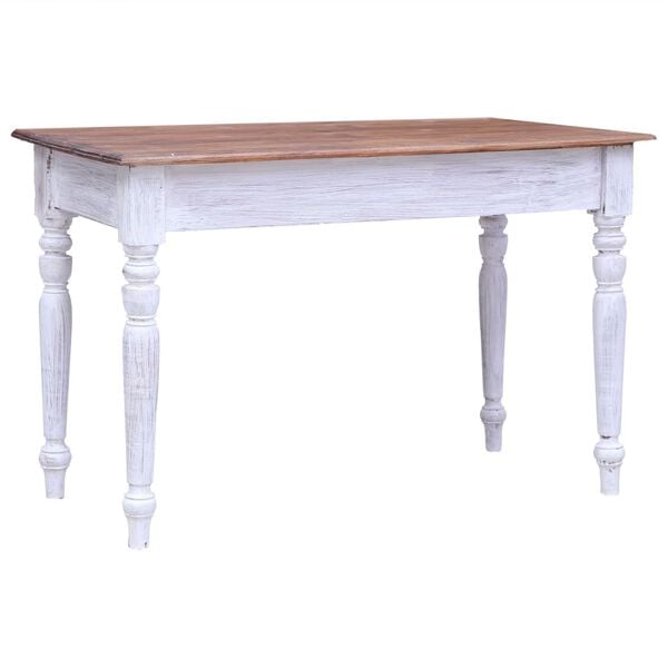 vidaXL Scrivania con Cassetti Bianca 117x57x75 cm Massello di Mogano