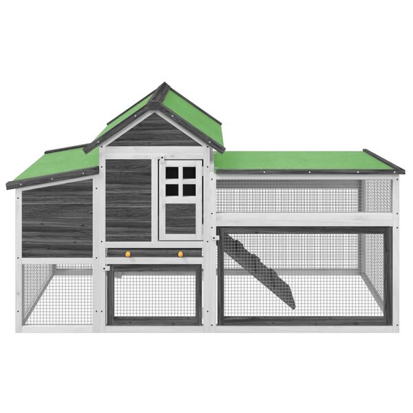 vidaXL Pollaio Grigio 186,5x58,5x113 cm in Legno Massello di Pino