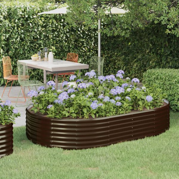 vidaXL Letto Giardino Acciaio Zincato 214x140x36 cm Marrone