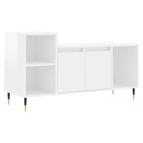vidaXL Mobile Porta TV Bianco Lucido 100x35x55 cm in Legno Multistrato