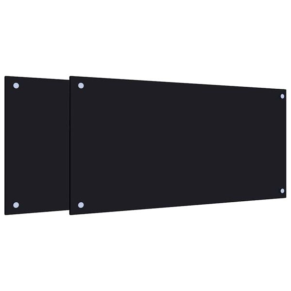 vidaXL Paraschizzi per Cucina 2 pz Neri 80x40 cm in Vetro Temperato