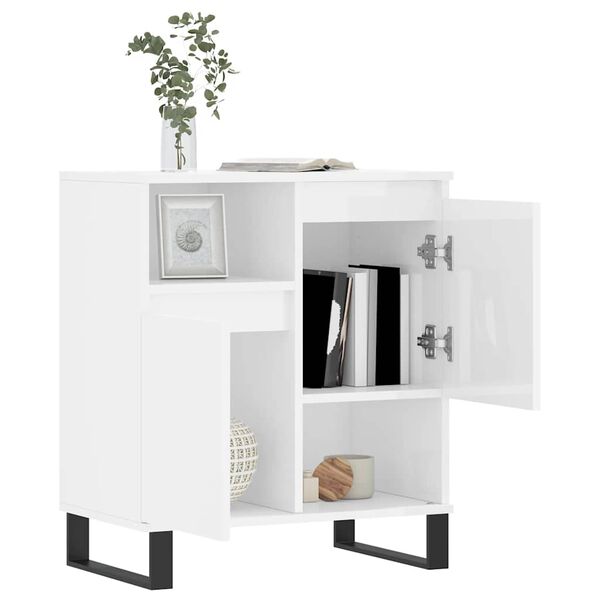 vidaXL Credenza Bianco Lucido 60x35x70 cm in Legno Multistrato