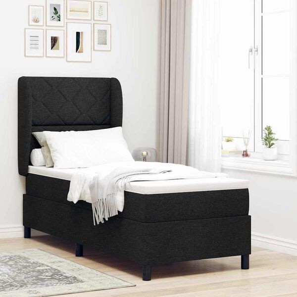 vidaXL Letto a molle con materasso Nero 80 x 200 cm Tessuto