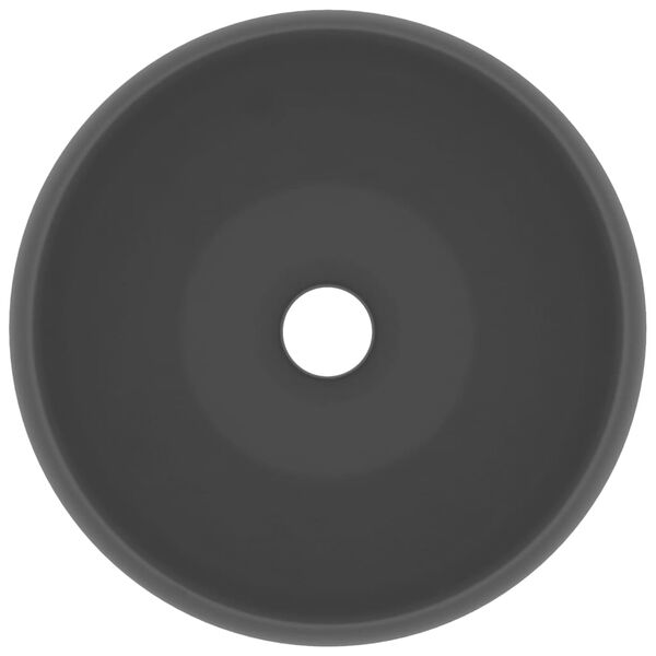 vidaXL Lavandino Lusso Rotondo Grigio Scuro Opaco 40x15 cm in Ceramica