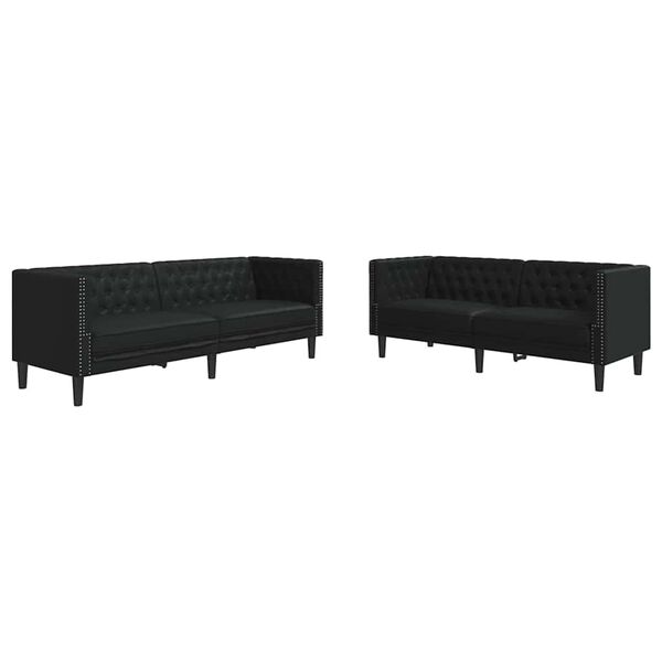 vidaXL Divano per Soggiorno 2 pcs Nero 194 x 74,5 x 70,5 cm