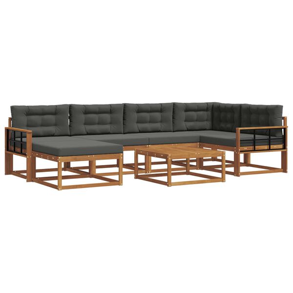 vidaXL Set di divani da esterno con cuscino 7 pcs Naturale e Antracite