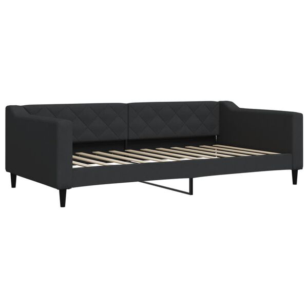 vidaXL Divano Letto con Materasso Nero 100x200 cm in Tessuto