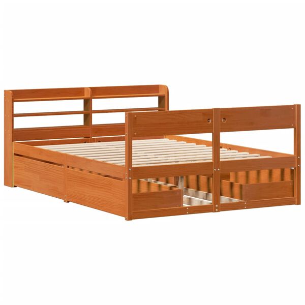 vidaXL Letto senza Materasso Marrone Cera 150x200 cm in Legno di Pino