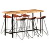 vidaXL Set da Bar 7 pz in Legno Massello di Acacia e Vera Pelle