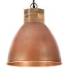 vidaXL Lampadario Industriale Rame Ferro e Legno Massello 35 cm E27