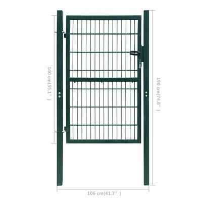 vidaXL Cancello da Giardino 2D (Singolo) Verde 106 x 190 cm