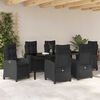 vidaXL Set da Pranzo per Giardino con cuscino 7 pcs Nero polyrattan