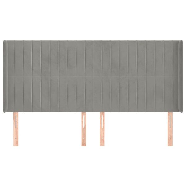 vidaXL Testiera ad Orecchio Grigio Chiaro 163x16x118/128 cm in Velluto