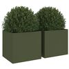 vidaXL Fioriere da Giardino 2 pz Verde Oliva 32x30x29 cm in Acciaio