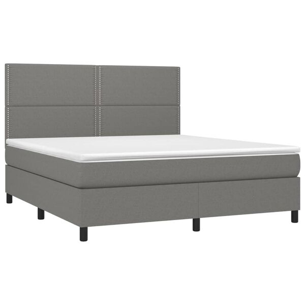 vidaXL Letto a Molle Materasso e LED Grigio Scuro 160x200cm in Tessuto