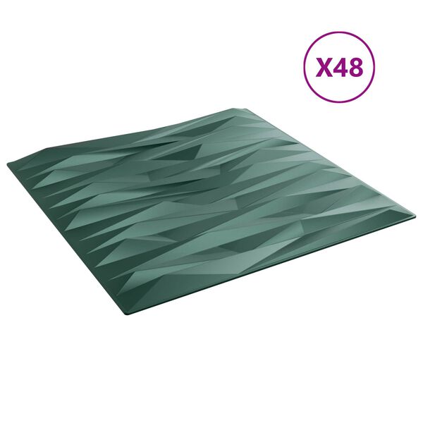 vidaXL Pannelli da parete 48 pcs Verde pietra 50 x 50 cm Schiuma XPS