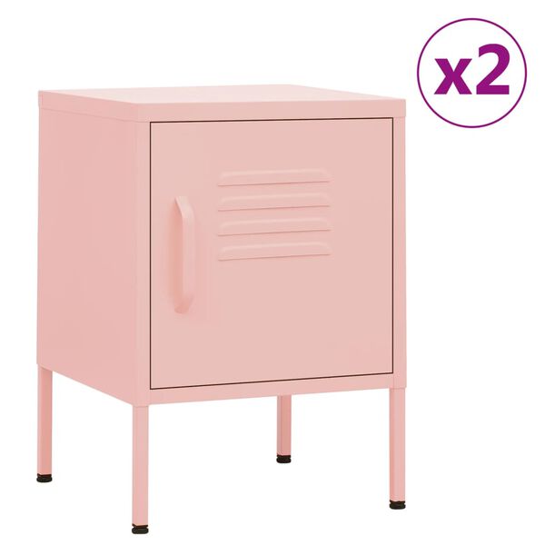 vidaXL Comodini 2 pz Rosa 35x35x51 cm in Acciaio