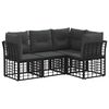 vidaXL Set di divani da esterno con cuscino 4 pcs Nero Poliestere