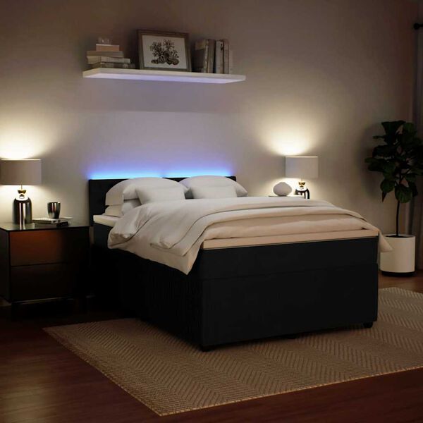 vidaXL Giroletto a Molle con Materasso Nero 140x200 cm in Velluto