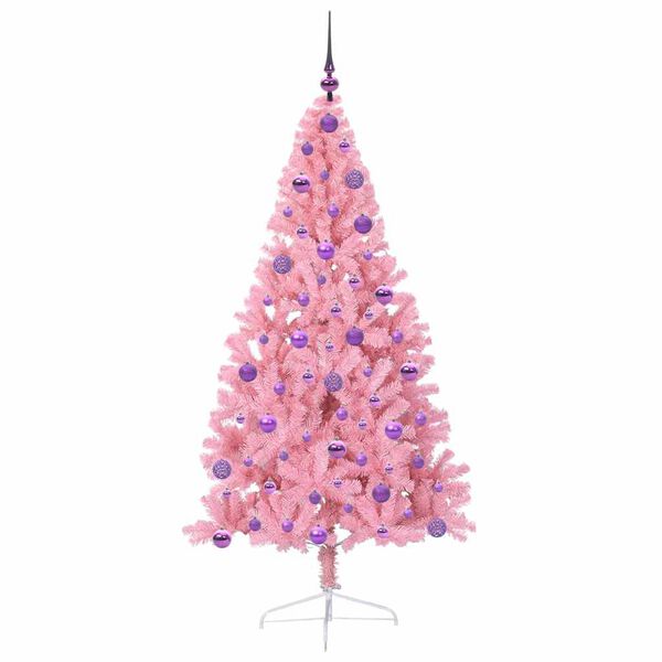 vidaXL Albero di Natale artificiale con luci integrate Rosa 180 cm PVC