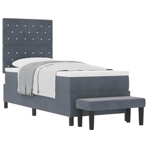 vidaXL Letto a molle con materasso Grigio scuro 80 x 200 cm Velluto