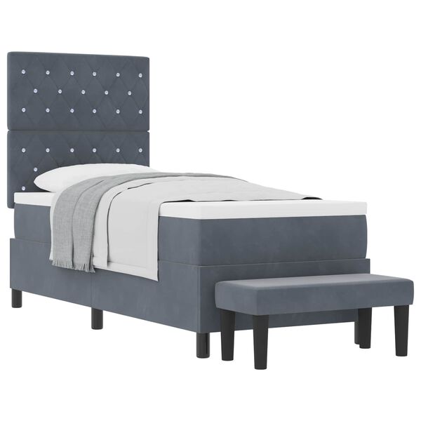 vidaXL Letto a molle con materasso Grigio scuro 80 x 200 cm Velluto
