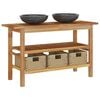 vidaXL Mobile da Bagno con Lavabi in Marmo Nero Legno Massello Teak