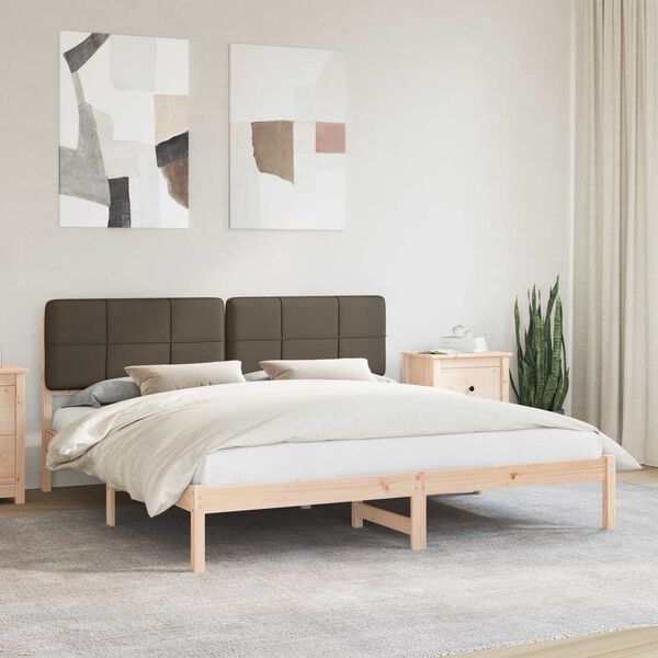 vidaXL Letto con Testiera Rivestita Talpa 180 x 200 cm Pino massello