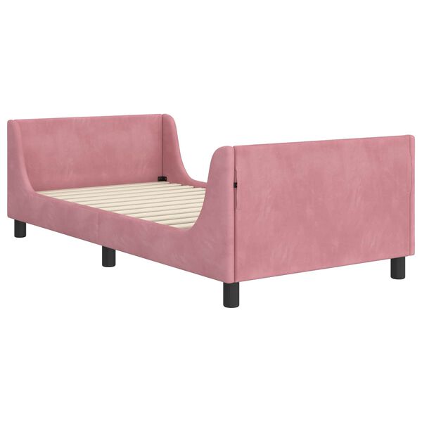 vidaXL Struttura letto bambini con testata Rosa 90 x 190 cm Velluto