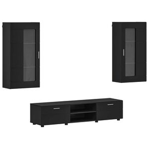 vidaXL Set mobile TV FLORIN 3 pz Nero Legno ingegnerizzato