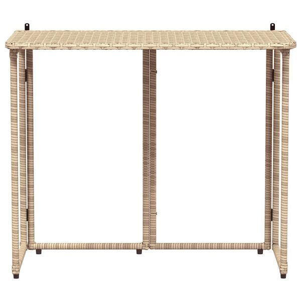 vidaXL Tavolino da Giardino Pieghevole Beige 90x51x75 cm in Polyrattan