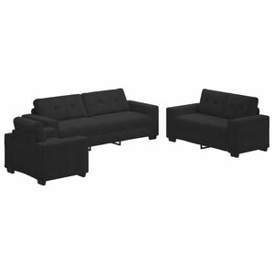 vidaXL Set di divani 3 pcs Nero 221 x 80 x 80 cm Velluto