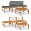 vidaXL Set Divani da Giardino 4pz Cuscini Grigi Legno Massello di Teak