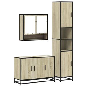 vidaXL Set Mobili da Bagno 3 pz Rovere Sonoma in Legno Multistrato