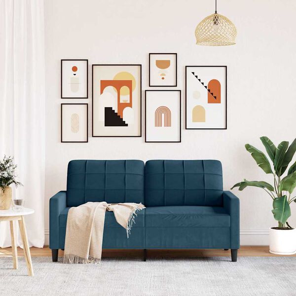 vidaXL Divano a 2 Posti Blu 140 cm in Velluto
