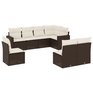 vidaXL Set Divani da Giardino 8 pz con Cuscini Marrone in Polyrattan
