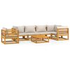 vidaXL Set Salotto Giardino 7pz Cuscini Grigio Chiaro Legno Massello