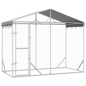 vidaXL Cuccia Cani da Esterno Tetto Argento 3x1,5x2,5m Acciaio Zincato