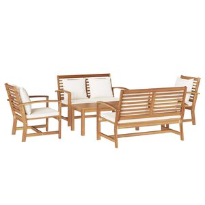 vidaXL Set Divano da Giardino 5 pcs Naturale Legno di teak solido