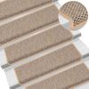 vidaXL Tappeti Adesivi Scale Aspetto Sisal 15pz 65x21x4cm Beige Chiaro