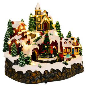 vidaXL Villaggio di Natale con treno SALO 25,5 x 20 x 23 cm Resina