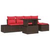 vidaXL Set Divano da Giardino 6 pz Marrone polyrattan