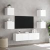 vidaXL Mobili TV a Muro con LED 6pz Bianchi in Legno Multistrato