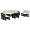 vidaXL Set Divano da Giardino 9 pz Nero e Bianco Crema polyrattan